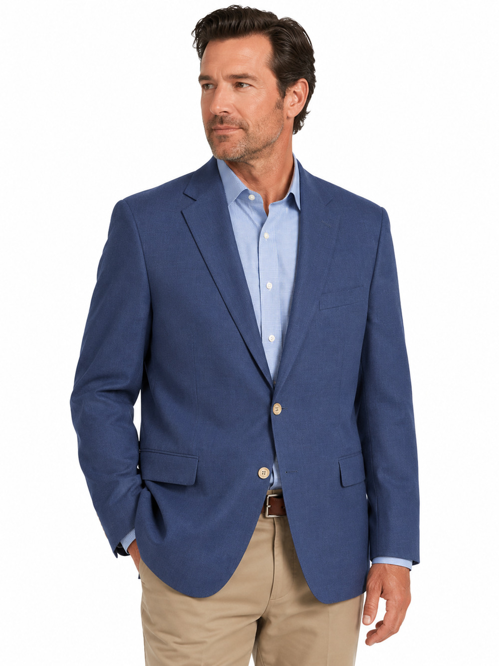 Alan Flusser Dark Blue Suit Jacket Blazer Lined Blue 2 Button Single Vent 42 R